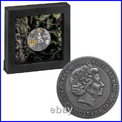 2020 Niue $5 MAYAN HOLCAN Warriors 2oz. 999 silver coin with Gold gilding