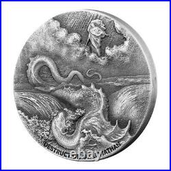 2020 Niue Biblical Coin Series Destruction of Leviathan HR 2 oz Silver