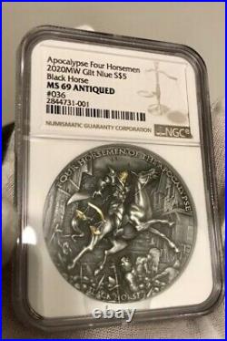 2020 Niue Black Horse Four Horsemen Of The Apocalypse 2oz Silver Coin NGC MS69