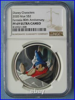 2020 Niue Disney Fantasia Sorcerer's Apprentice Mickey Mouse 1oz Silver NGC PF69 2020 Niue Disney Fantasia Sorcerer's Apprentice Mickey Mouse 1oz Silver NGC PF69