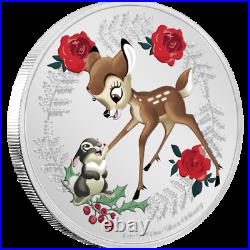 2020 Niue Disney Seasons Greetings Bambi & Thumper 1oz Silver Coin Christmas