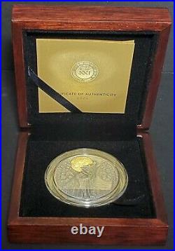 2020 Niue High Relief Grey Wolf 2oz. 999 Silver Gilded Antiqued 5 Dollar Coin