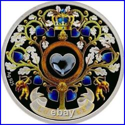 2020 Niue Love Tree Heart Wedding Silver Colored Coin Swarovski Crystal Gemstone