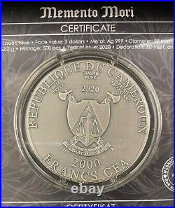 2020 Niue Memento Mori Hourglass 2 oz. 999 Silver Coin Only 500 Minted