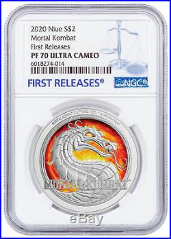 2020 Niue Mortal Kombat 1 oz Silver Colorized Proof Coin NGC PF70 First Releases
