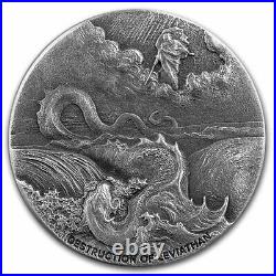 2020 Niue Silver 2 oz Biblical Series Destruction Of Leviathan Sealed 2 Dollars