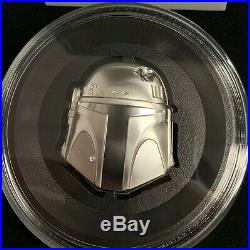 2020 Niue Star Wars Boba Fett 3D Helmet 2 oz. 999 Silver $5 Coin 5,000 Made