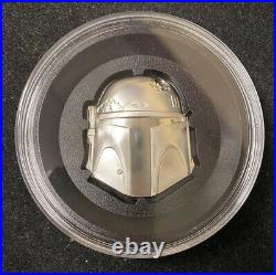 2020 Niue Star Wars Boba Fett Helmet 2 oz. 999 Silver Shaped Coin 5000 Minted