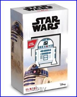 2020 Niue Star Wars R2D2 Chibi Shaped Coin 1 oz. 999 Silver Colorized Proof