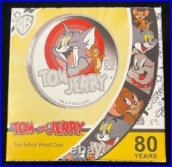 2020 Niue Tom and Jerry 80th Anniversary Colorized 1 oz. 999 Silver Proof Coin
