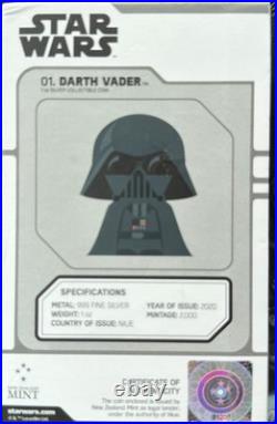 2020 Star Wars Darth Vader 1 Oz Troy fine 999 Silver Chibi Coin