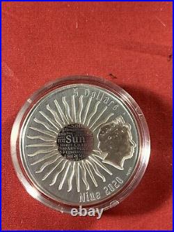 2020 Tonatiuh Sun Gods 2 oz Antique finish Silver Coin 5$ Niue Max Mintage 500