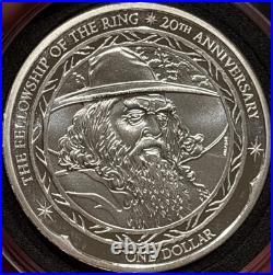 2021 $1 New Zealand Gandalf 1 oz. 999 Silver Lord of Rings 20th Anniversary Coin