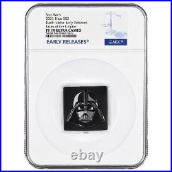 2021 1 oz Silver Darth Vader Shaped Star Wars Faces of the Empire NGC PF 70 ER