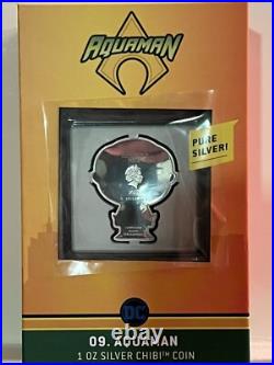 2021 1oz. 999 FINE SILVER COLORIZED PROOF COIN. DC/WB -AQUAMAN