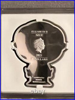 2021 1oz. 999 FINE SILVER COLORIZED PROOF COIN. DC/WB -AQUAMAN