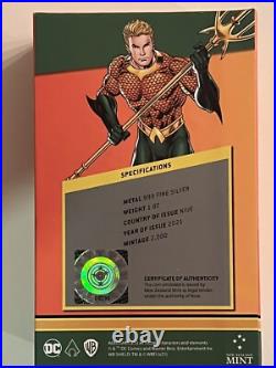 2021 1oz. 999 FINE SILVER COLORIZED PROOF COIN. DC/WB -AQUAMAN 2021 1oz. 999 FINE SILVER COLORIZED PROOF COIN. DC/WB -AQUAMAN