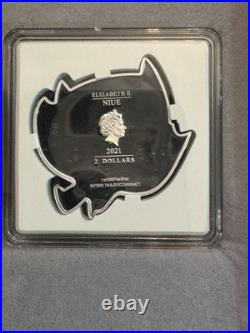 2021 1oz. 999 FINE SILVER. NIUE COIN. BATMAN FLYING. With OGP and COA