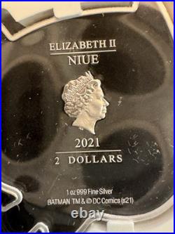 2021 1oz. 999 FINE SILVER. NIUE COIN. BATMAN FLYING. With OGP and COA