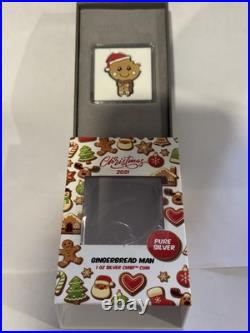 2021 1oz. 999 Fine Silver NIUE COIN. CHRISTMAS 2021. GINGERBREAD MAN. OGP+COA