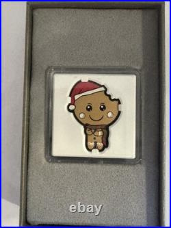 2021 1oz. 999 Fine Silver NIUE COIN. CHRISTMAS 2021. GINGERBREAD MAN. OGP+COA