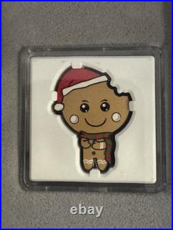 2021 1oz. 999 Fine Silver NIUE COIN. CHRISTMAS 2021. GINGERBREAD MAN. OGP+COA