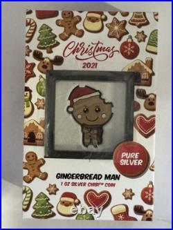 2021 1oz. 999 Fine Silver NIUE COIN. CHRISTMAS 2021. GINGERBREAD MAN. OGP+COA