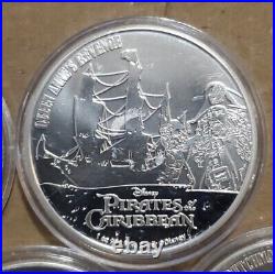 2021-22 Niue Disney Pirates of the Caribbean 1 oz Silver 5 Coin Set In Capsules