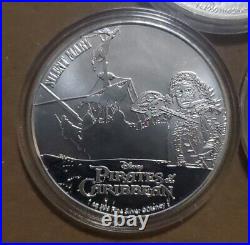 2021-22 Niue Disney Pirates of the Caribbean 1 oz Silver 5 Coin Set In Capsules