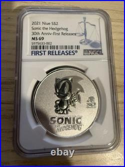 2021 $2 Niue 1 oz 999 Silver Sonic The Hedgehog 30th Anniversary NGC MS69 MINT