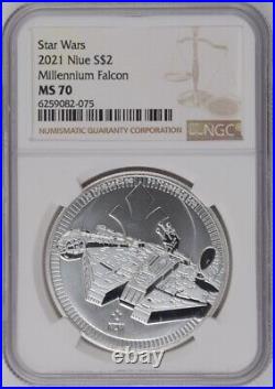 2021 $2 Niue Star Wars Millennium Falcon NGC MS70 (1oz Silver)