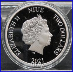 2021 $2 Niue Star Wars The Mandalorian IG-11 1 oz Color Silver Coin in OGP 801