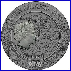 2021 2 Oz Silver $5 Niue Ascient Chinese Warrior Beautis QIAO Antique Coin