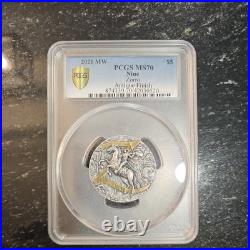 2021 2 Oz Silver Niue ZORRO Antique Finish PCGS MS70 Rare, only 1 in PCGS Ms70