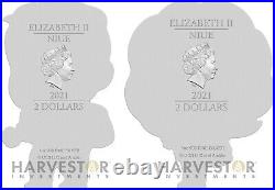 2021 Back To The Future Biff Tannen & Jennifer 1 Oz. Silver X 2 Figure Coins