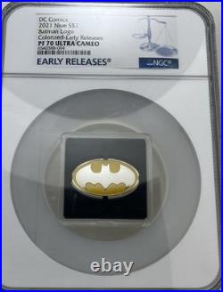 2021 Batman Logo DC Comics Fine Silver Coin With Box NGC PF70 ULTRACAMEO NIUE $2