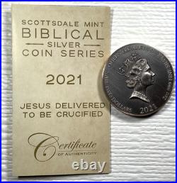 2021 Biblical Series Jesus Delivered to be Crucified Niue 2 oz Silver Coin