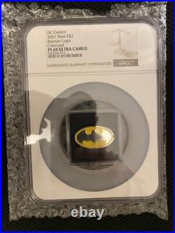 2021 DC Comics Batman Logo 1oz Silver Coin Large NGC PF69 Ultra Cameo with OGP