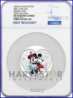 2021 DISNEY LOVE COIN HEART SHAPED COIN NGC PF70 FIRST RELEASES WithOGP
