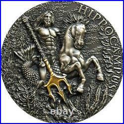 2021 HIPPOCAMPUS Poseidon Atlantis. 999 2 oz Silver Coin Cameroon -Only 500