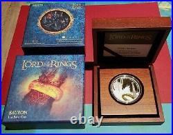 2021 Lord of The Rings Sauron 1oz Silver Coin Proof Gilded Ring Mintage 3,000