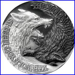 2021 Niue 1 Ounce Silver Two Wolves High Relief Antique Finish Coin