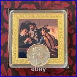 2021 Niue $1 The Cardsharps Caravaggio 1oz Silver Coin Only 500 Minted