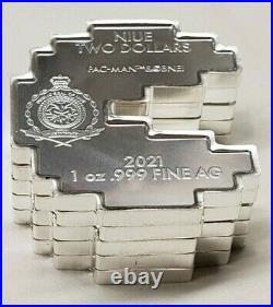 2021 Niue 1 oz Silver $2 PAC-MANT Shaped PAC-STACK Stackable Full Roll 20 Coins