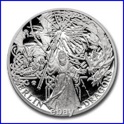 2021 Niue 1 oz Silver The Legend King Arthur-Merlin & Dragons SKU#240404