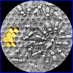 2021 Niue $5 Honey Bee 2oz Antique Silver Mint XXI