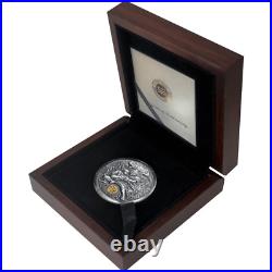 2021 Niue $5 Shaolin Tiger 2 oz Silver Coin Antiqued withGemstone Eyes