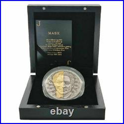 2021 Niue $5 Two-Face Mask Antiqued Gold Gilded 2 oz. 999 Silver Coin 500 Made