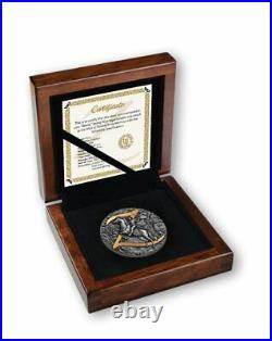 2021 Niue $5 Zorro 2 oz Silver Coin Antiqued withGold Gilding 500 Made