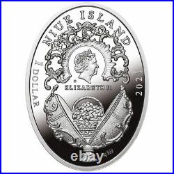 2021 Niue Blue Stiped Faberge Egg 16.81 Gram Silver Coin